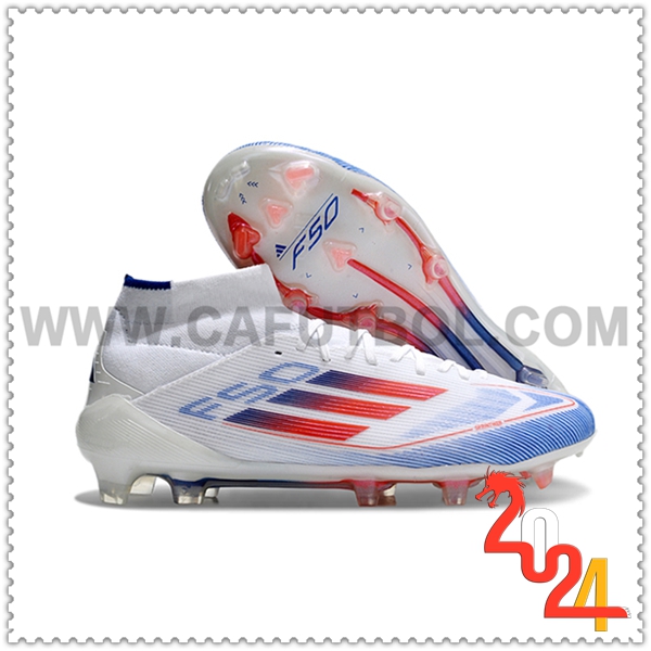 Adidas Zapatos de Futbol F50 ELITE MID FG W Blanco/Naranja/Azul