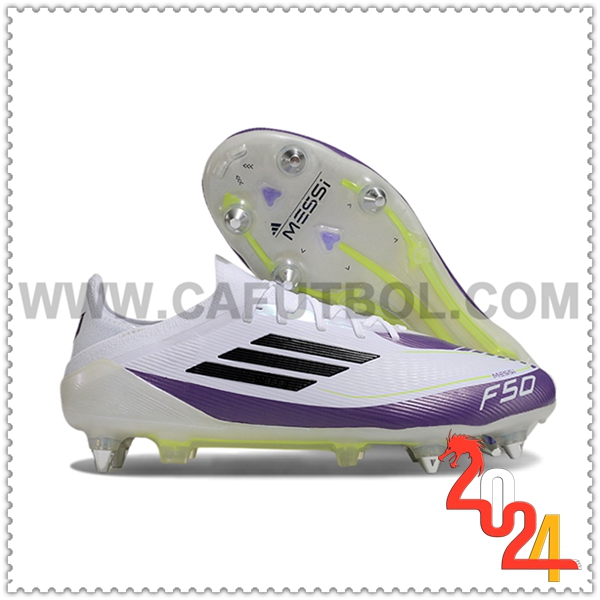 Adidas Zapatos de Futbol F50 Elite SG Blanco/Violeta/Negro