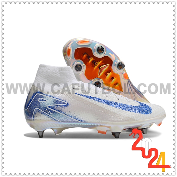 Nike Zapatos de Futbol Air Zoom Mercurial Superfly IIX Elite SG Blanco/Azul