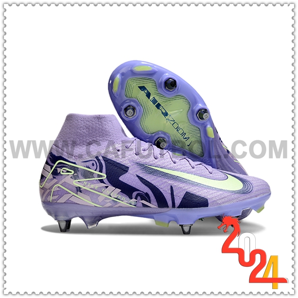 Nike Zapatos de Futbol Air Zoom Mercurial Superfly IIX Elite SG Violeta/Verde