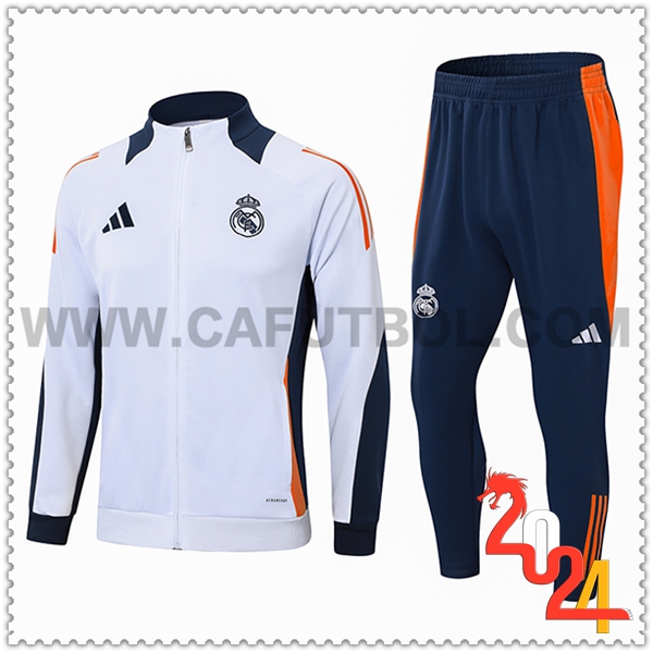 Chandal Futbol Chaquetas Real Madrid Blanco/Azul/Naranja 2024 2025 -02