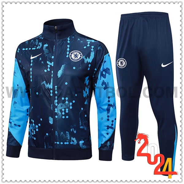 Chandal Futbol Chaquetas FC Chelsea Azul Oscuro 2024 2025