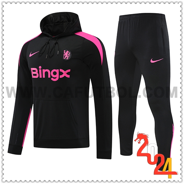 Sudadera Con Capucha Chandal FC Chelsea Negro/Rosa 2024 2025