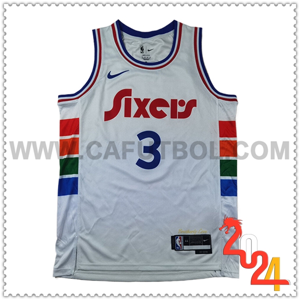 Camisetas Philadelphia 76ers (IVERSON #3) 2024/25 Blanco -02