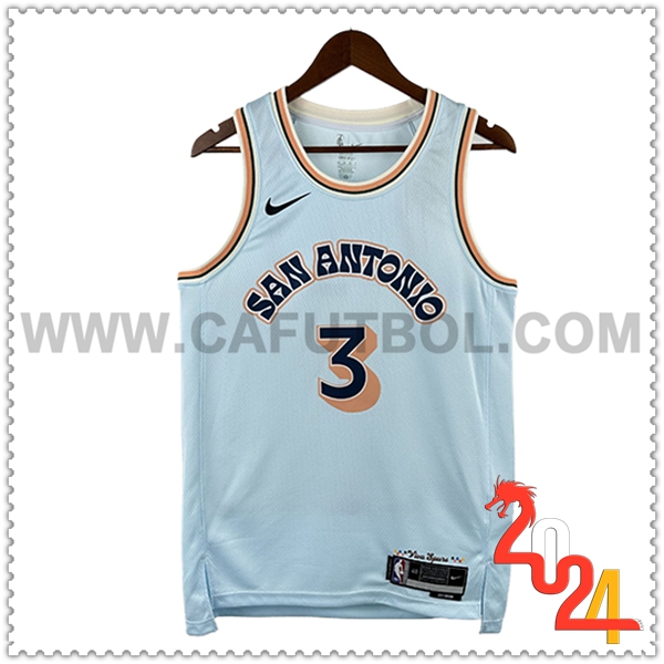 Camisetas San Antonio Spurs (PAUL #3) 2024/25 Blanco/Naranja/Negro