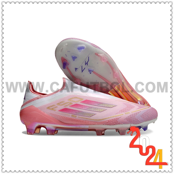 Adidas Zapatos de Futbol F50 Elite Laceless FG Rosa/Blanco