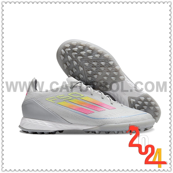 Adidas Zapatos de Futbol F50 PRO TF Gris/Rosa/Amarillo