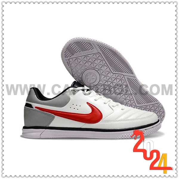 Nike Zapatos de Futbol Gato IC Blanco/Gris/Rojo