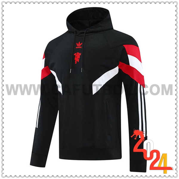 Sudadera Con Capucha Manchester United Negro/Rojo/Blanco 2024 2025