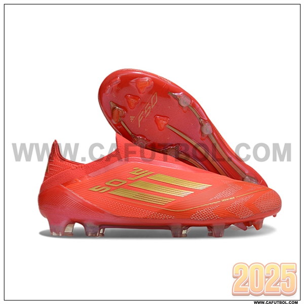 Adidas Zapatos de Futbol F50 Elite Laceless FG Naranja/Rosa/Amarillo