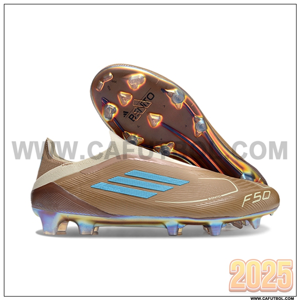 Adidas Zapatos de Futbol F50 Elite Laceless FG Marrón/Azul