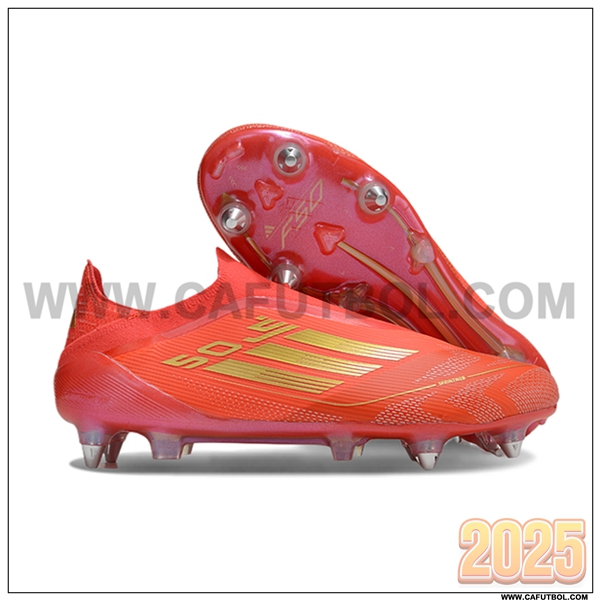 Adidas Zapatos de Futbol F50 Elite Laceless SG Naranja/Rosa/Amarillo -02