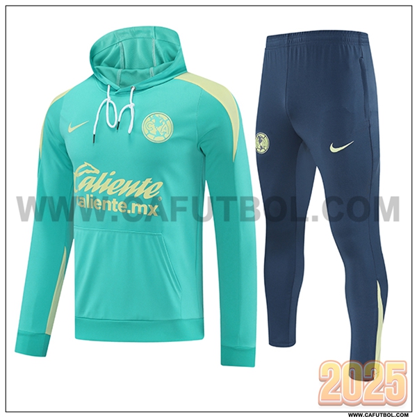 Chaqueta Con Capucha Chandal Club America Verde/Amarillo 2025 2026