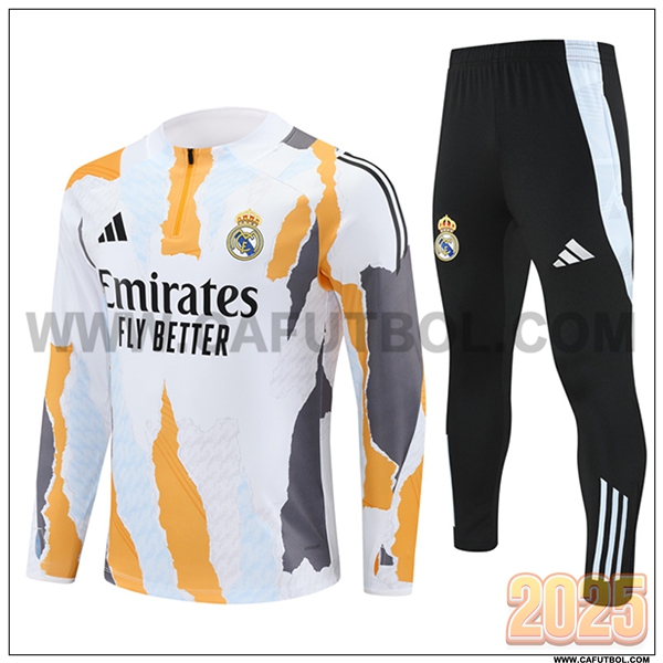 Chandal Futbol Real Madrid Blanco/Amarillo/Gris 2025 2026