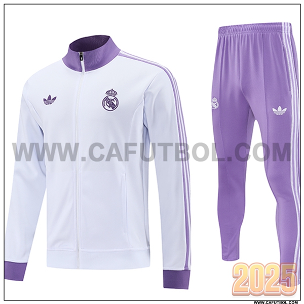 Chandal Chaquetas Futbol Real Madrid Blanco/Violeta 2025 2026